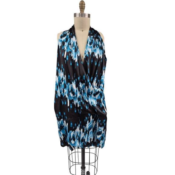 NWT Derek Lam For Design Nation Halter Dress Tunic Black/Teal/White Poly Sz XL - Picture 1 of 8